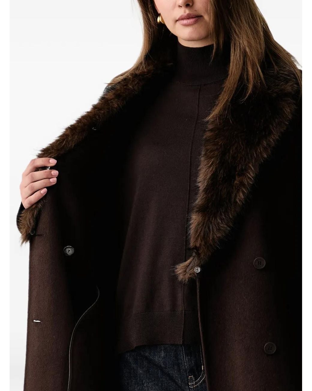 Kaos Black Buttoned Double-Breasted Coat