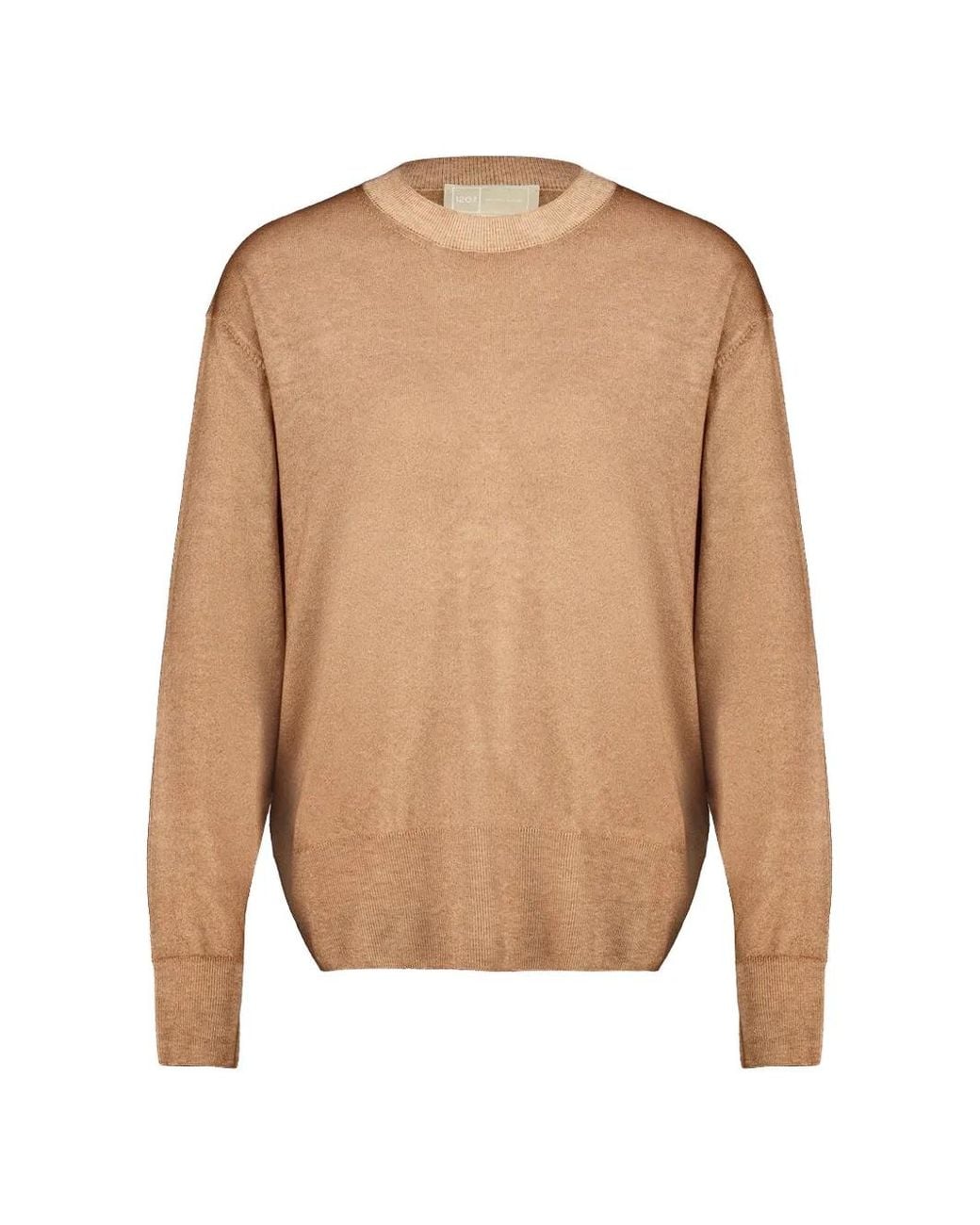 120% Lino Natural High-Neck Wool Sweater