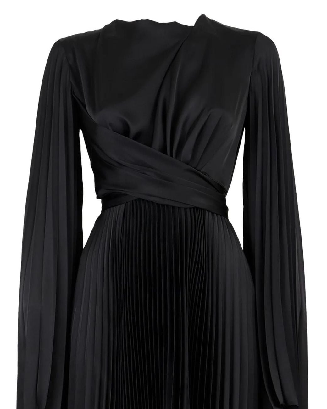 A.W.A.K.E. MODE Black Pleated Wrap Dress
