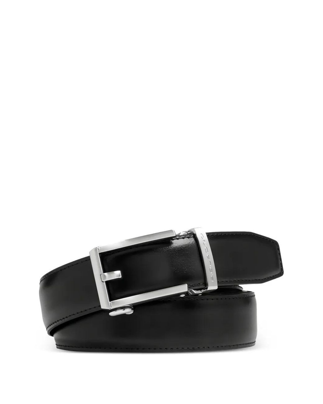 Piquadro Black Holeless Leather Belt for men