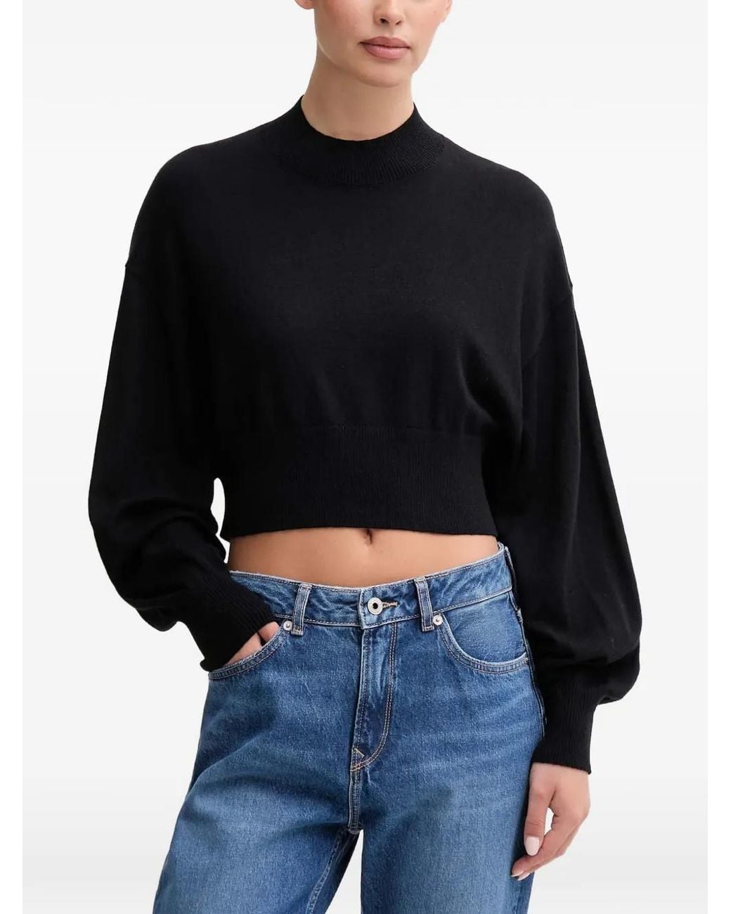 Benetton Black Mock-Neck Sweater