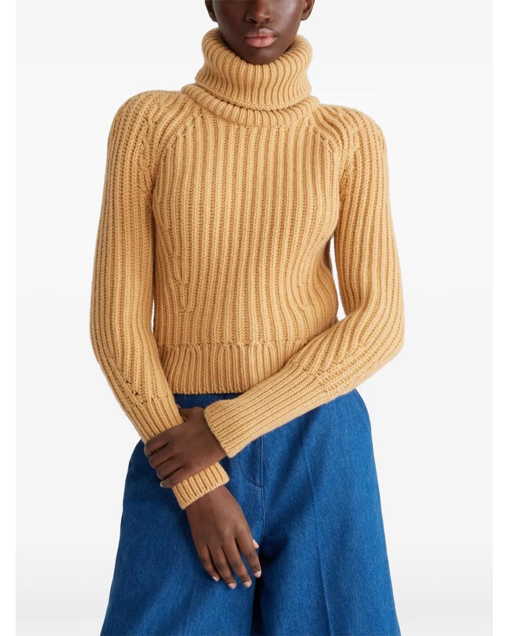 Patou Brown Roll-Neck Merino-Wool Jumper