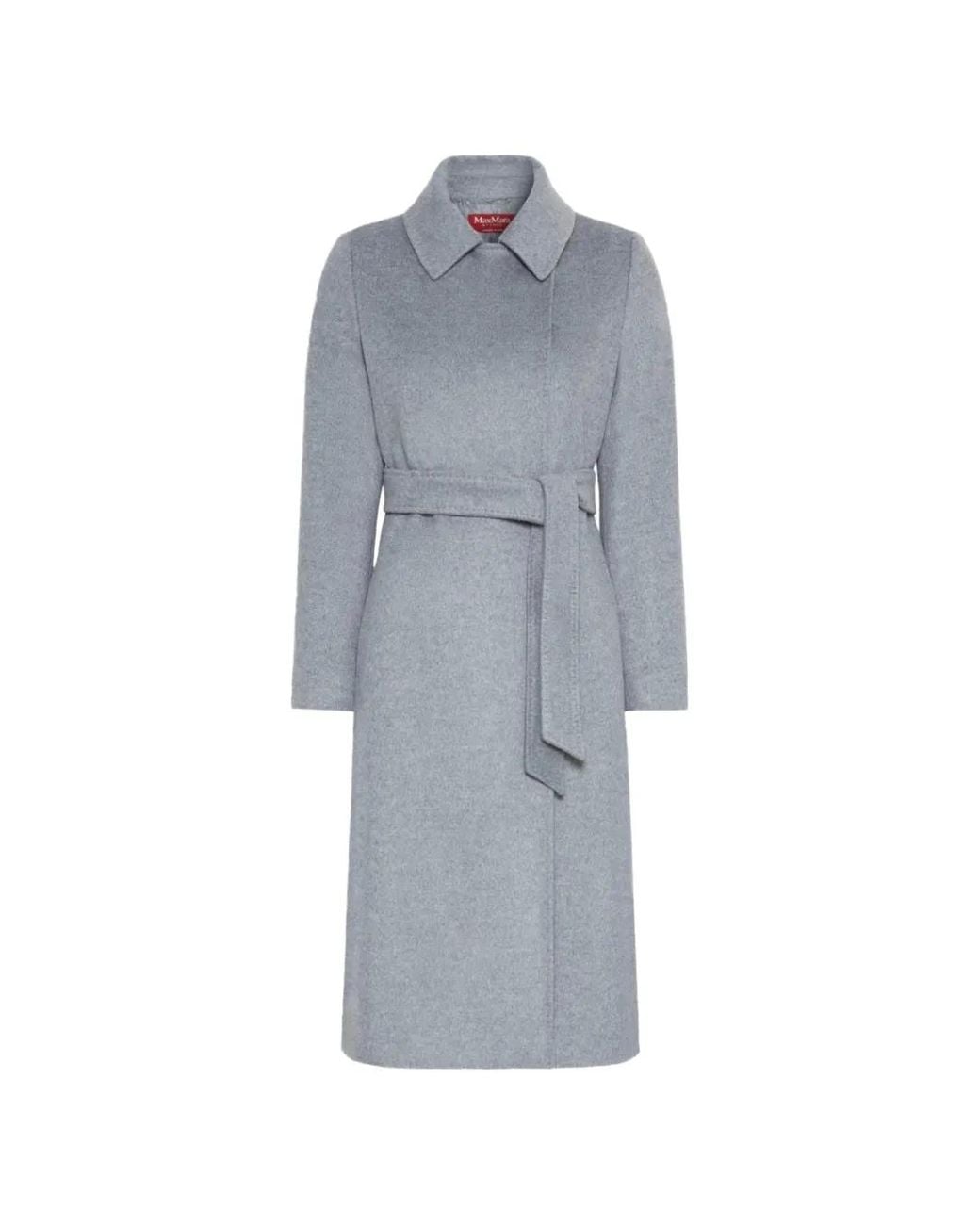 Max Mara Gray Double-Breasted Wool Coat