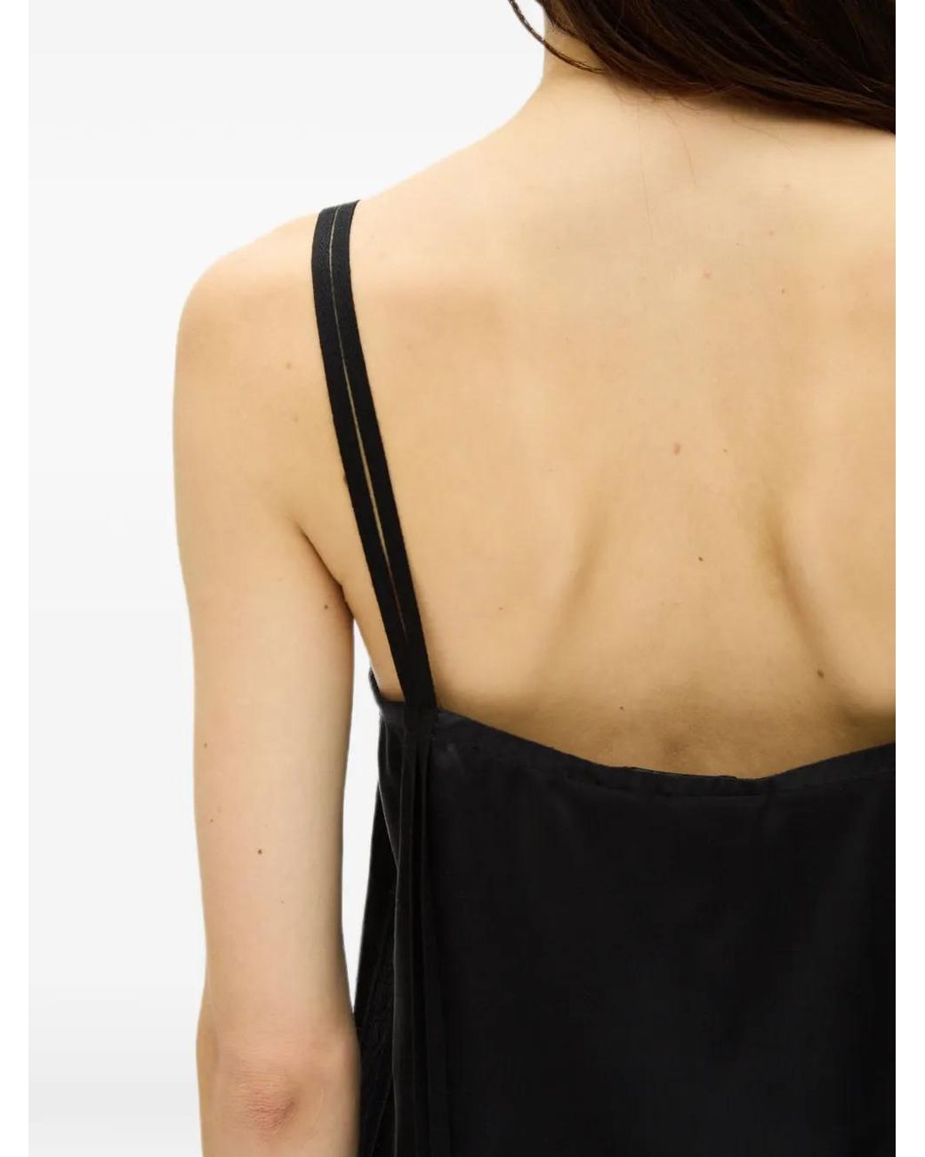 Ann Demeulemeester Black Lace-Trim Silk Camisole Top