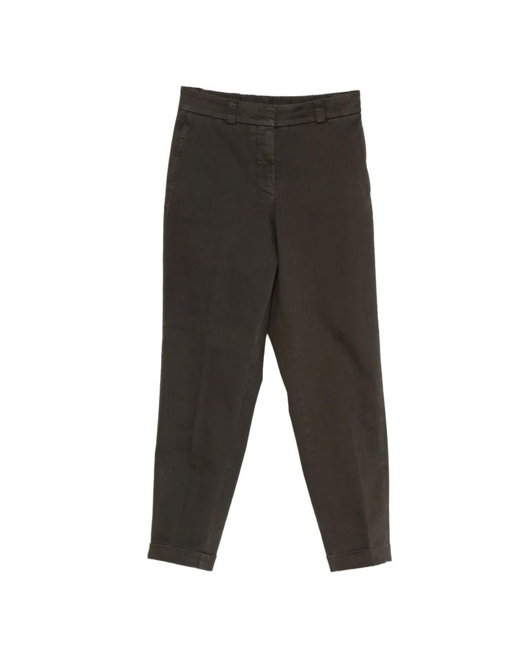 Peserico Black Cuffed-Hem Cropped Trousers