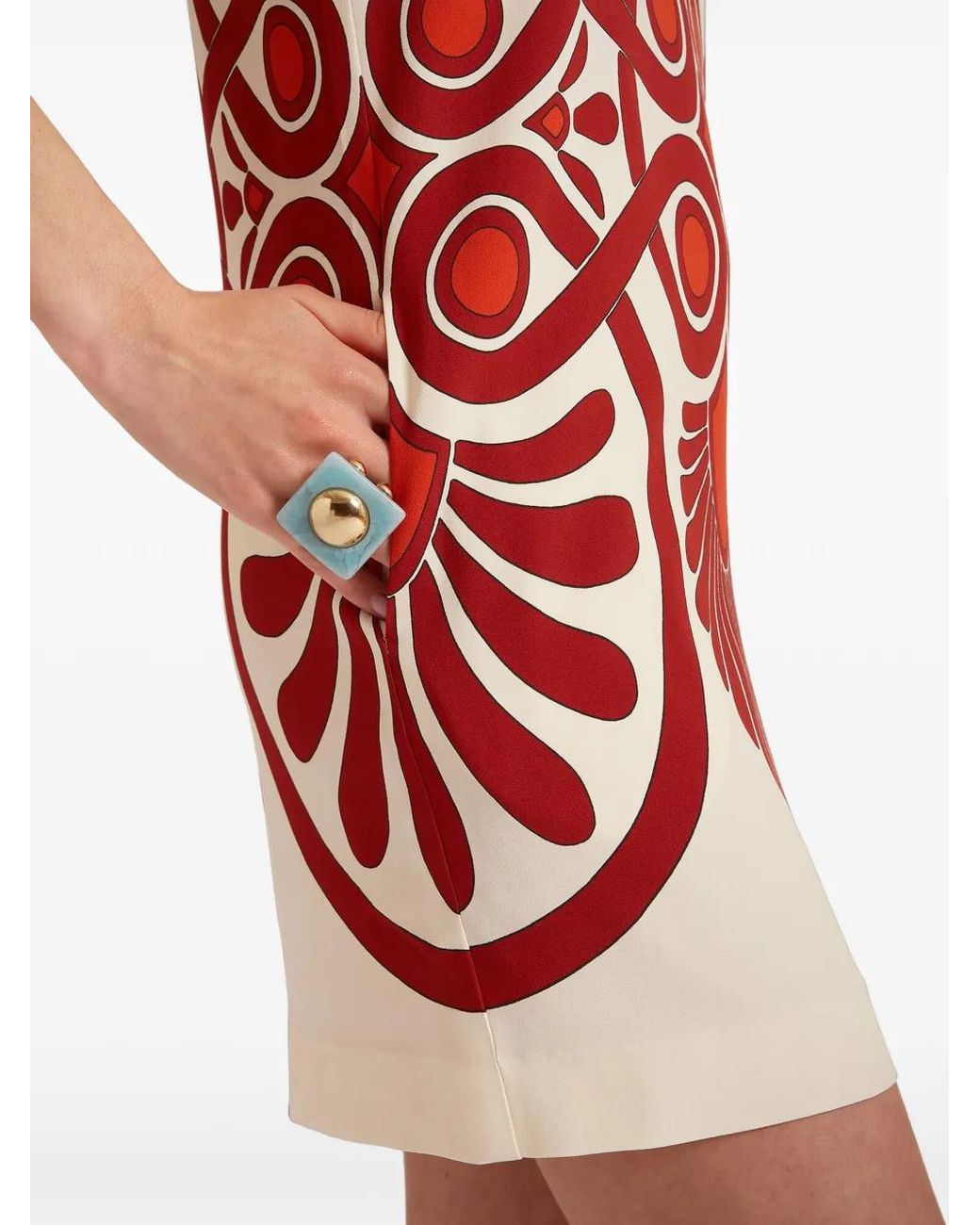 LaDoubleJ Red Printed Satin Minidress