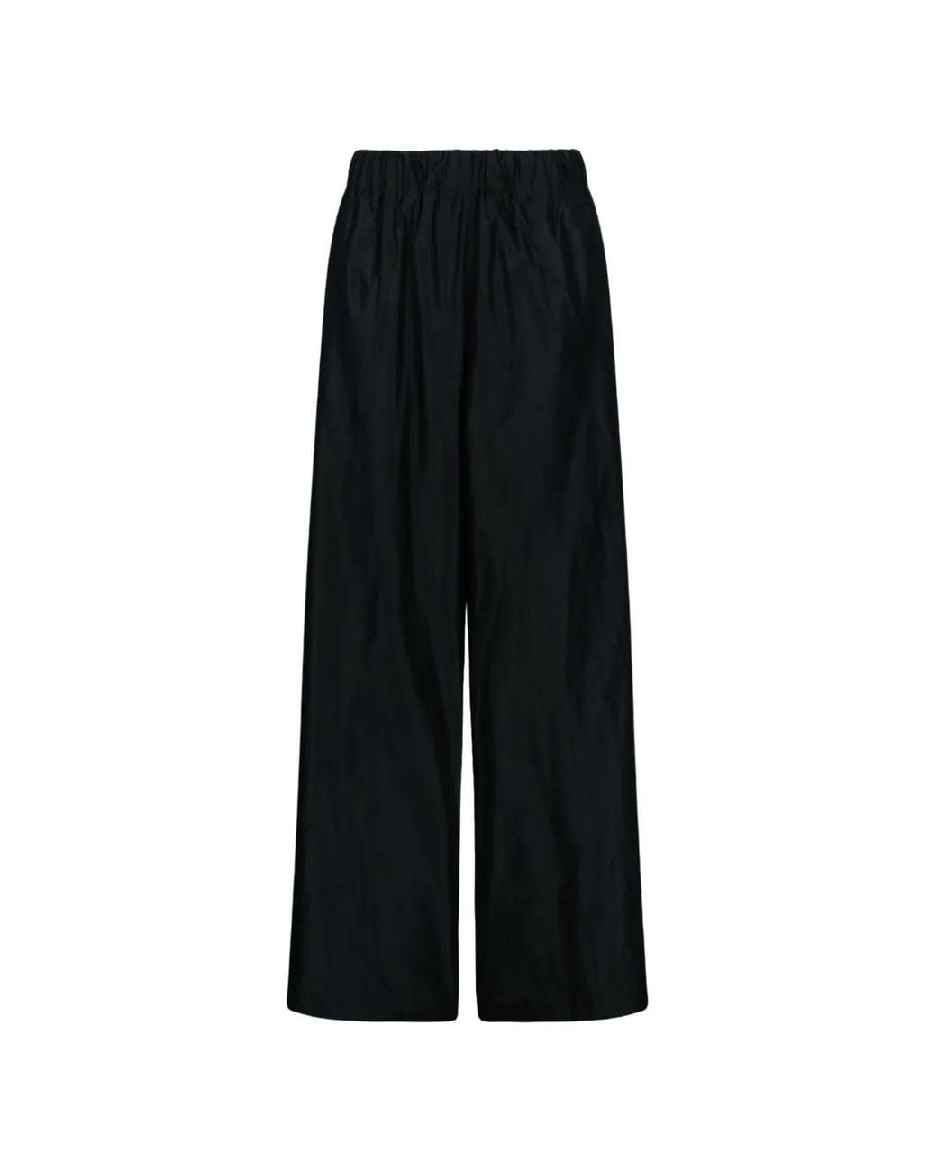 Douuod Black Elasticated-Waistband Wide-Leg Trousers