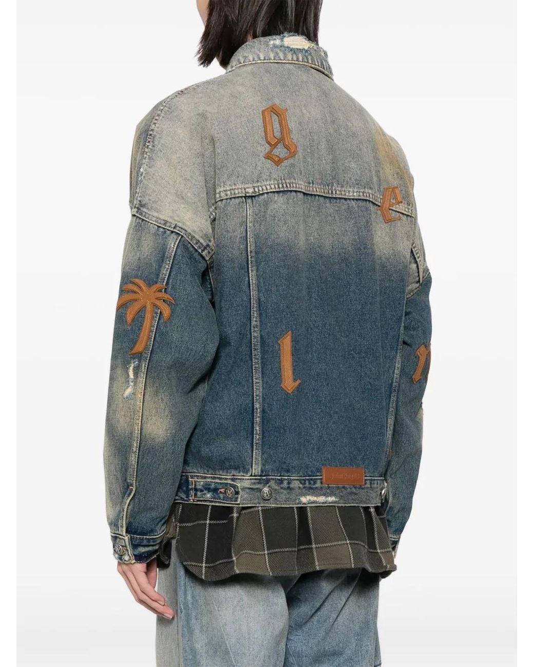 Palm Angels Blue Flap Pockets Denim Jacket for men