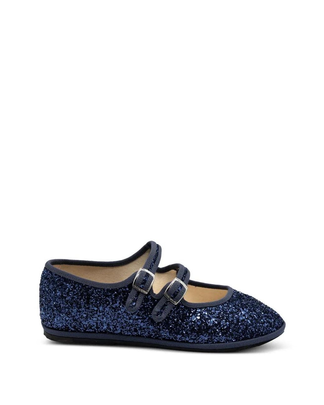Gondolina Blue Mary Jane Glitter-Embellishment Ballet Flats