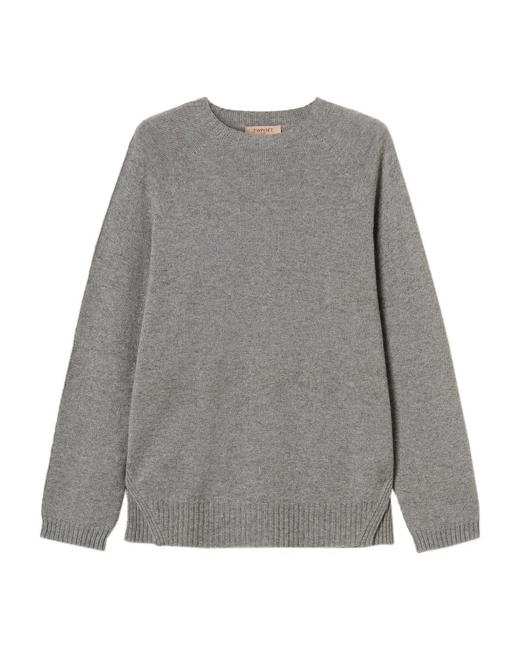Twinset Gray Lurex-Detail Jumper