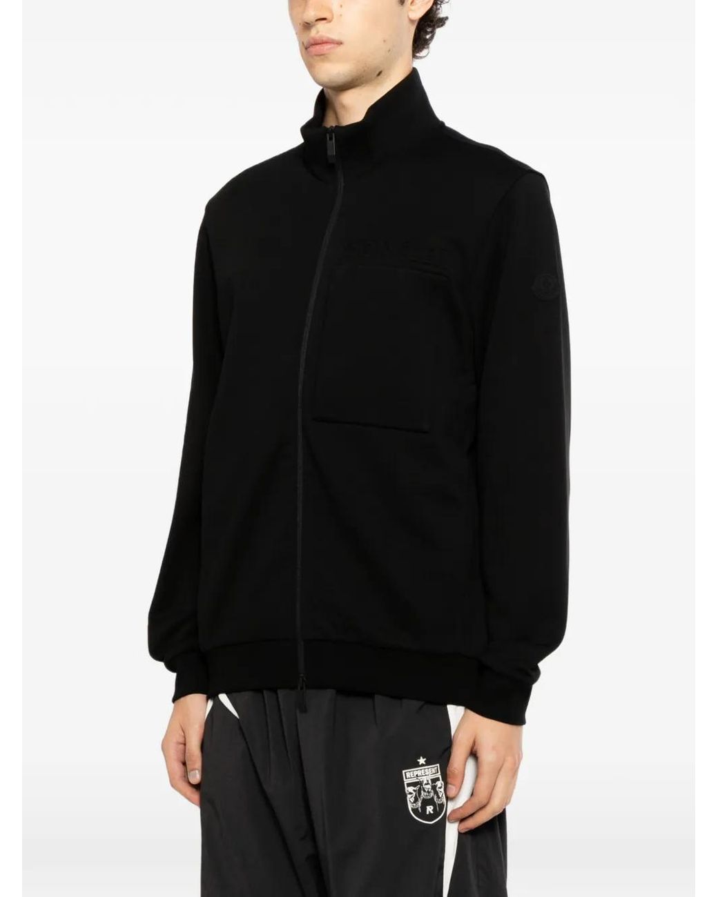 Moncler Black Logo-Embroidered Jacket for men