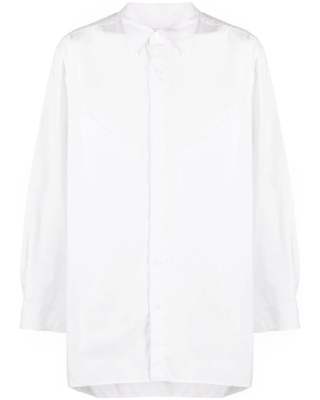 Yohji Yamamoto White Panelled Cotton Shirt for men