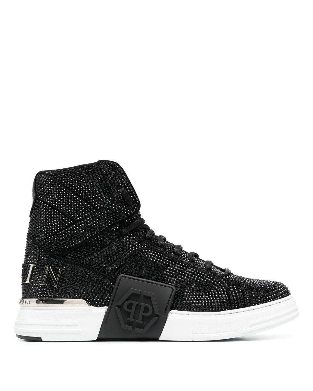 Philipp Plein Leather Money Kicks Crystal-embellished Sneakers in Black ...