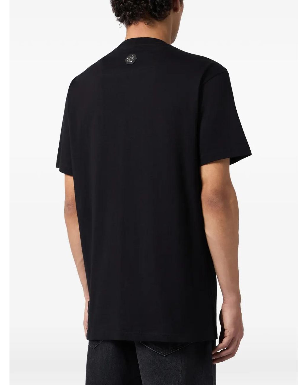 Philipp Plein Black Round Neck T-Shirt Big Dragon Stones for men
