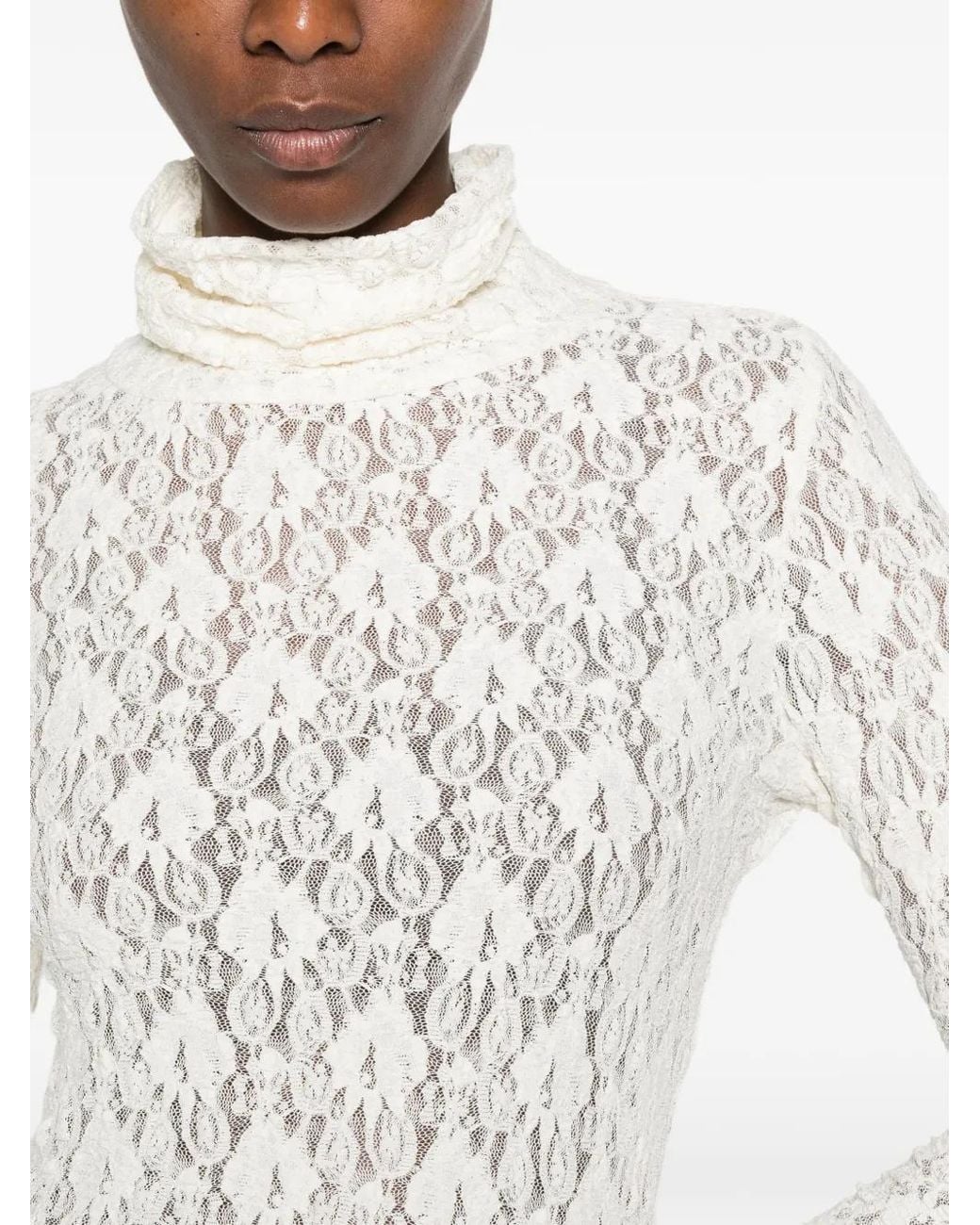 Dixie White Lace Roll-Neck Top