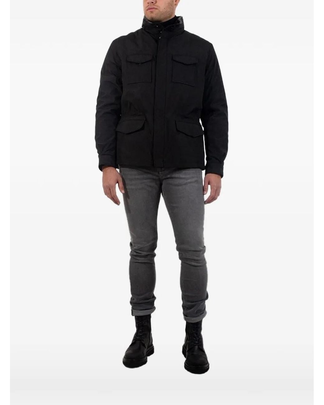 Poche Paris Black Faux-Fur Trim Field Jacket for men