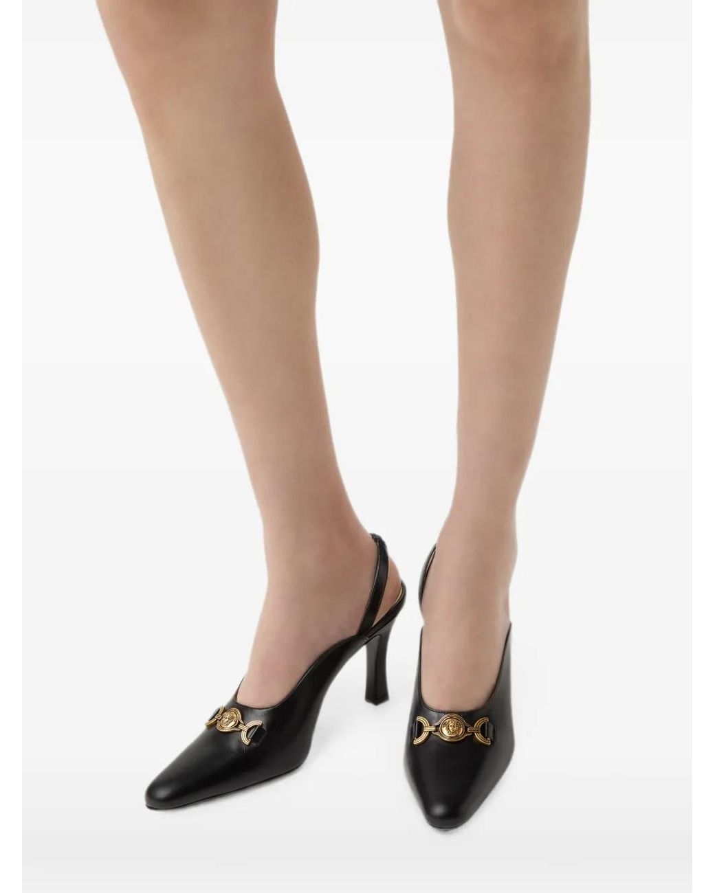 Versace Black Marisa Leather Slingbacks 90 Mm