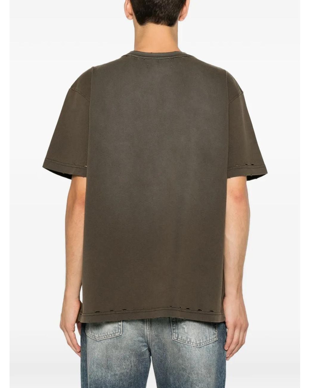 Purple Brand Black Logo-Print Distressed T-Shirt for men