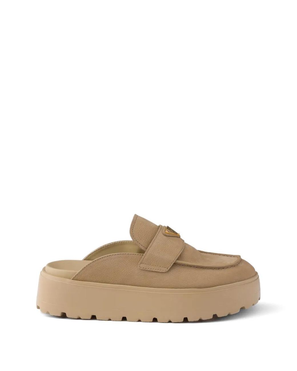 Prada Brown Nubuck Flatform Mules