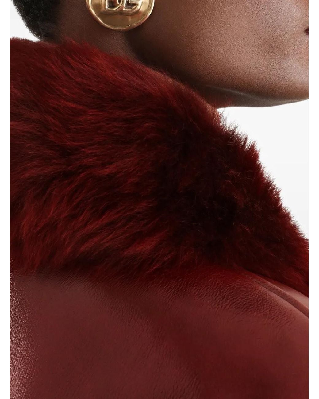 Dolce & Gabbana Red Veste En Peau D'Agneau