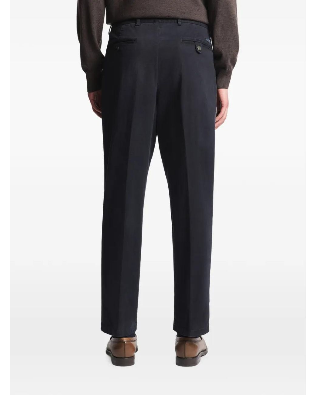Fay Black Pleated-Detail Driven Trousers for men