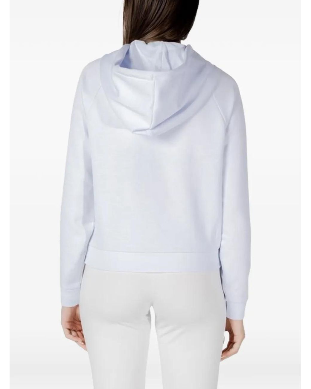 ARMANI EXCHANGE Blue Logo-Print Raglan-Sleeve Hoodie