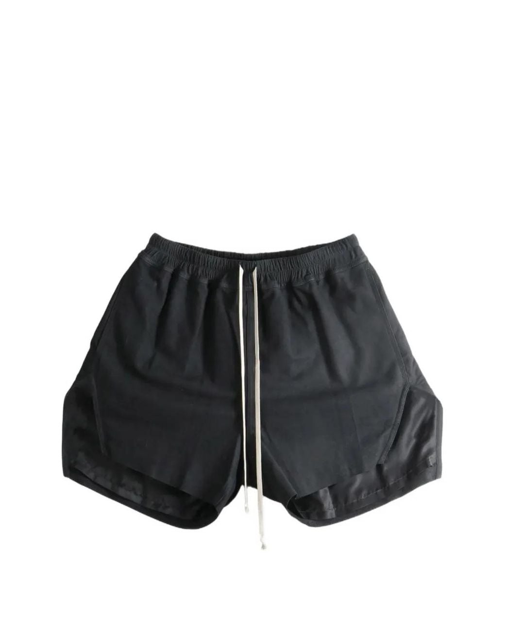 Rick Owens Black Drawstring Leather Shorts for men