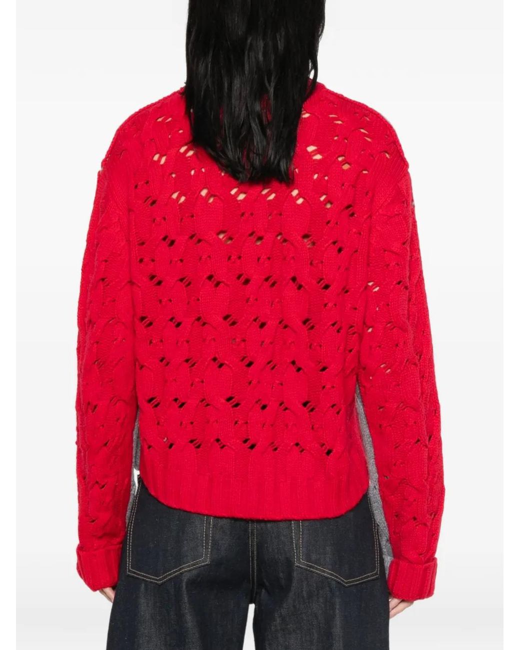 Circus Hotel Gray Cable-Knit Distressed Sweater