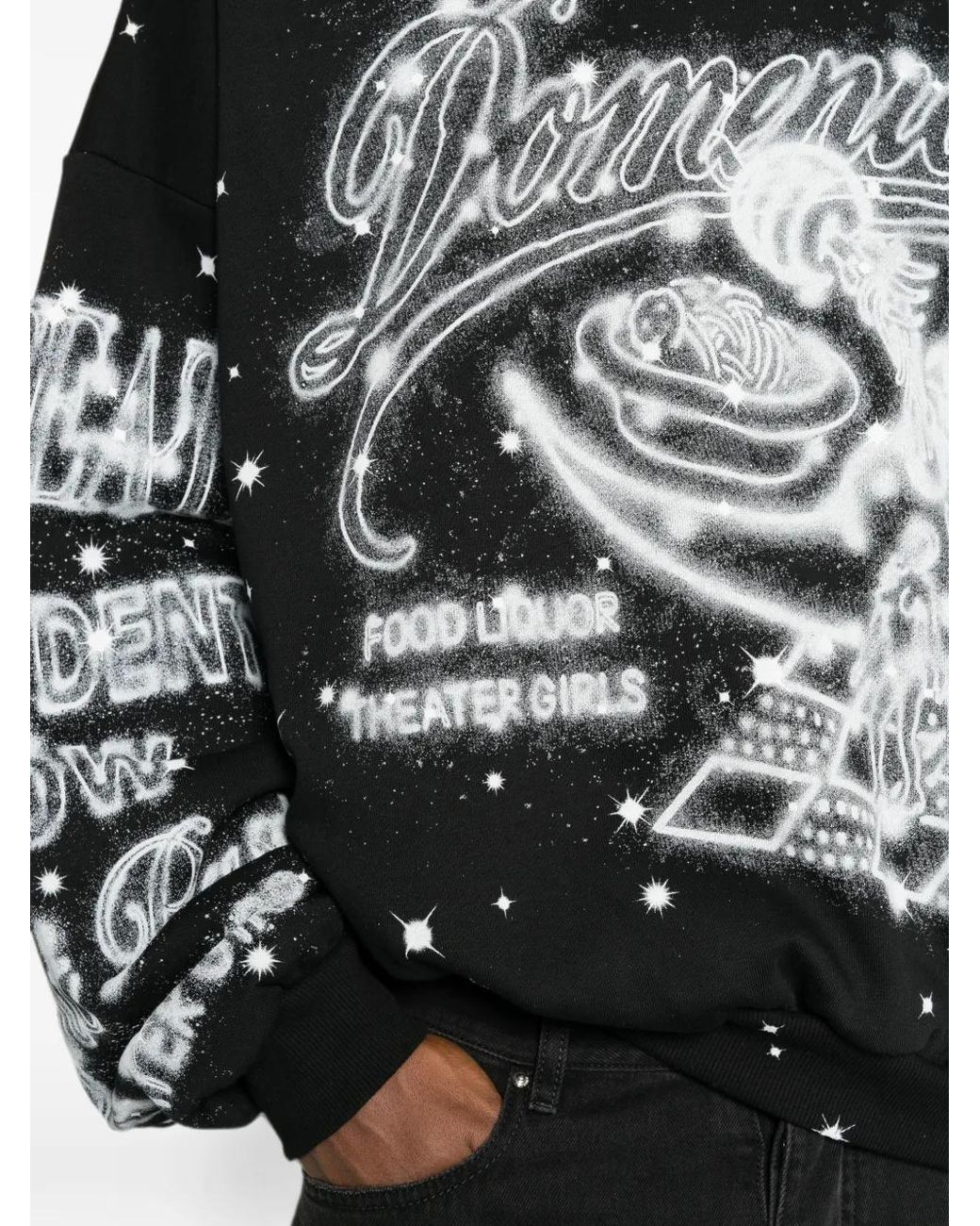 PDF Black Hoodie En Coton À Imprimé Graphique for men