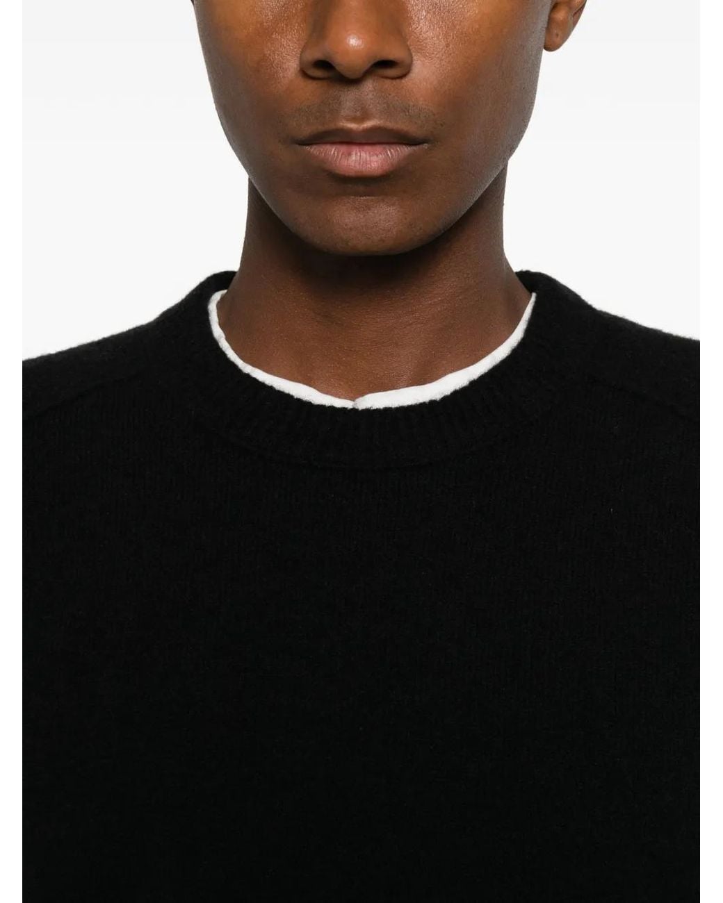 C P Company Black Logo-Patch Wool Sweater for men