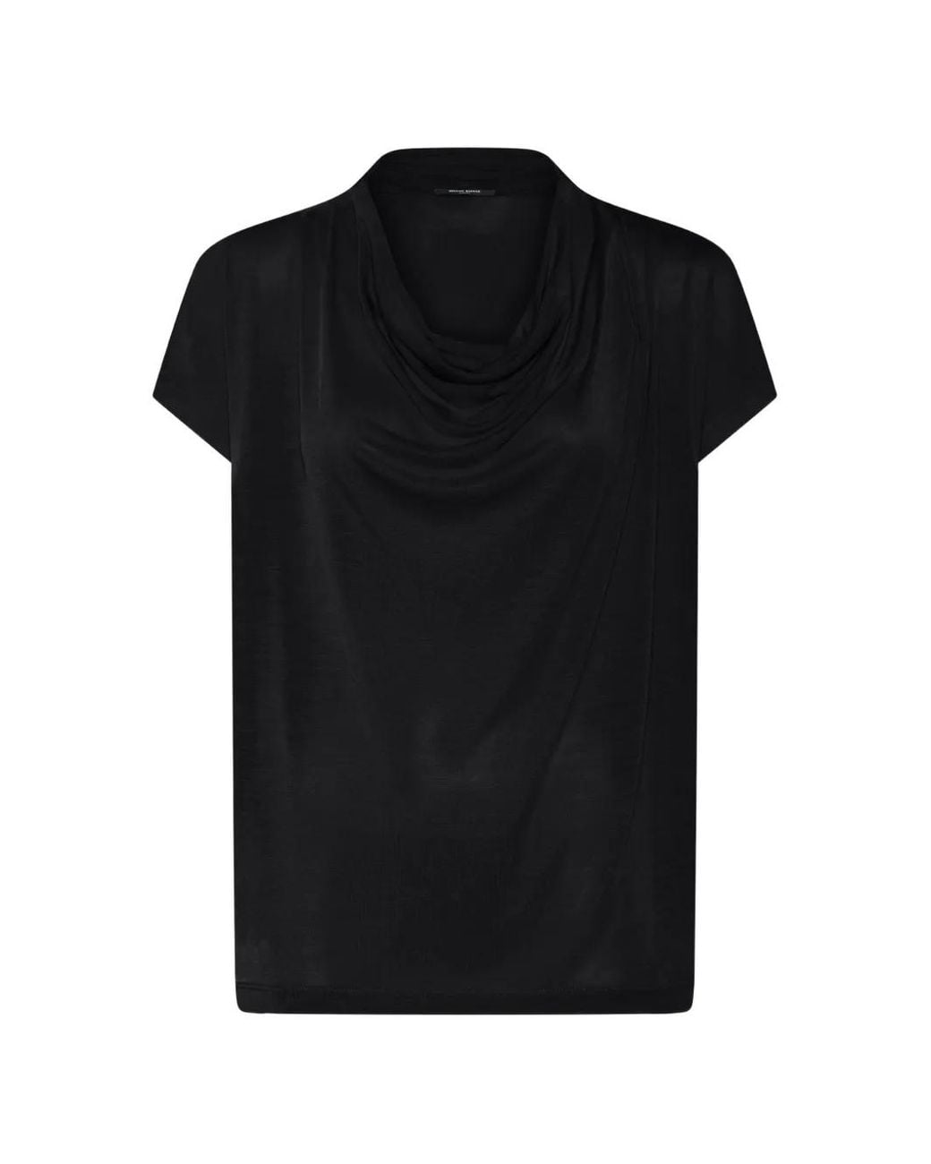 Bruuns Bazaar Black Katkabbginae Draped-Neck Short-Sleeve Blouse
