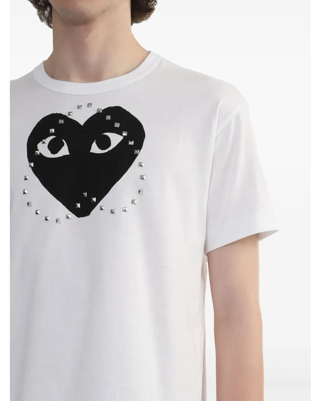 COMME DES GARÇONS PLAY White T-Shirt Print X Studs