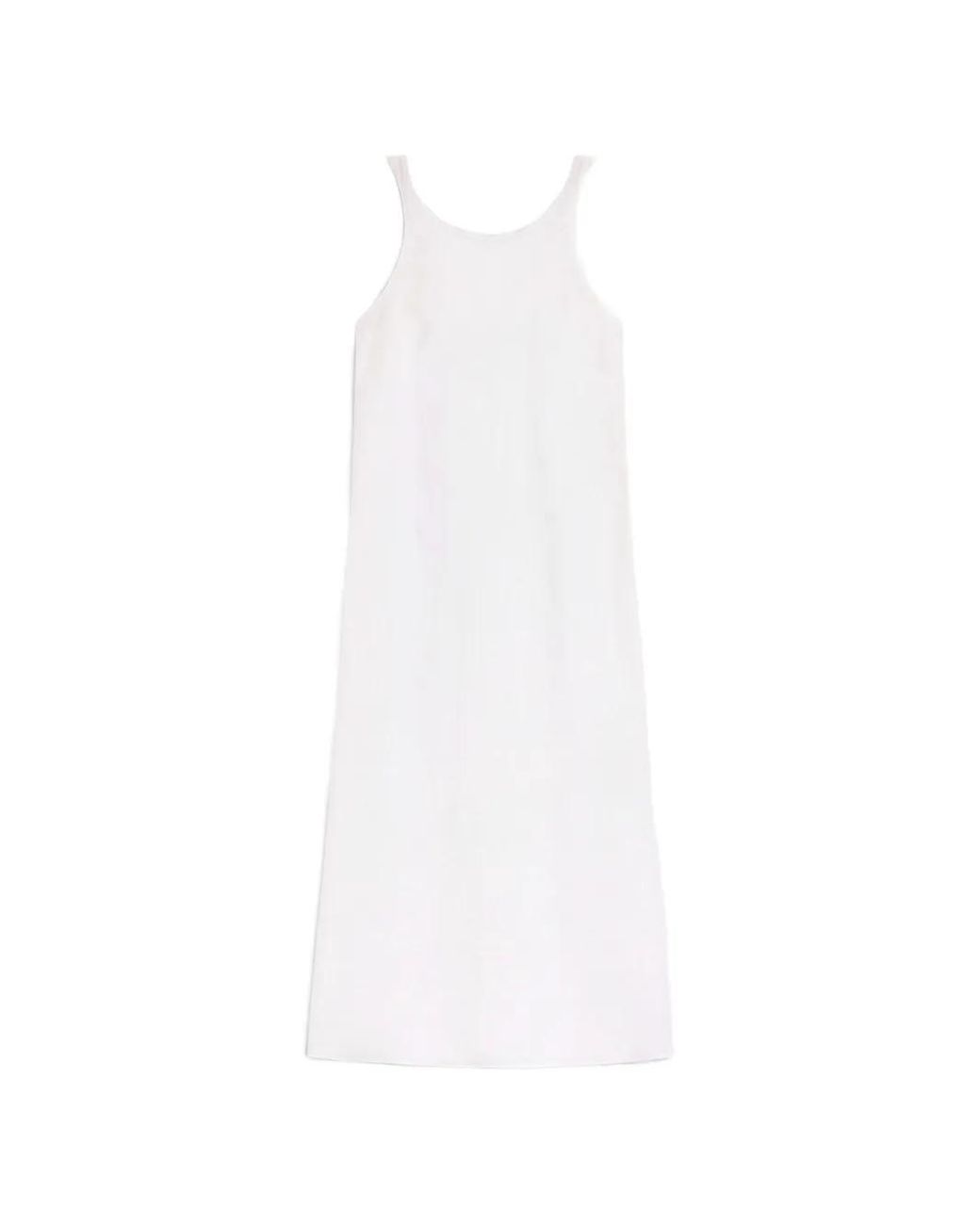 Momoní White Ximena Torchon-Strap Back-Vent Maxi Dress