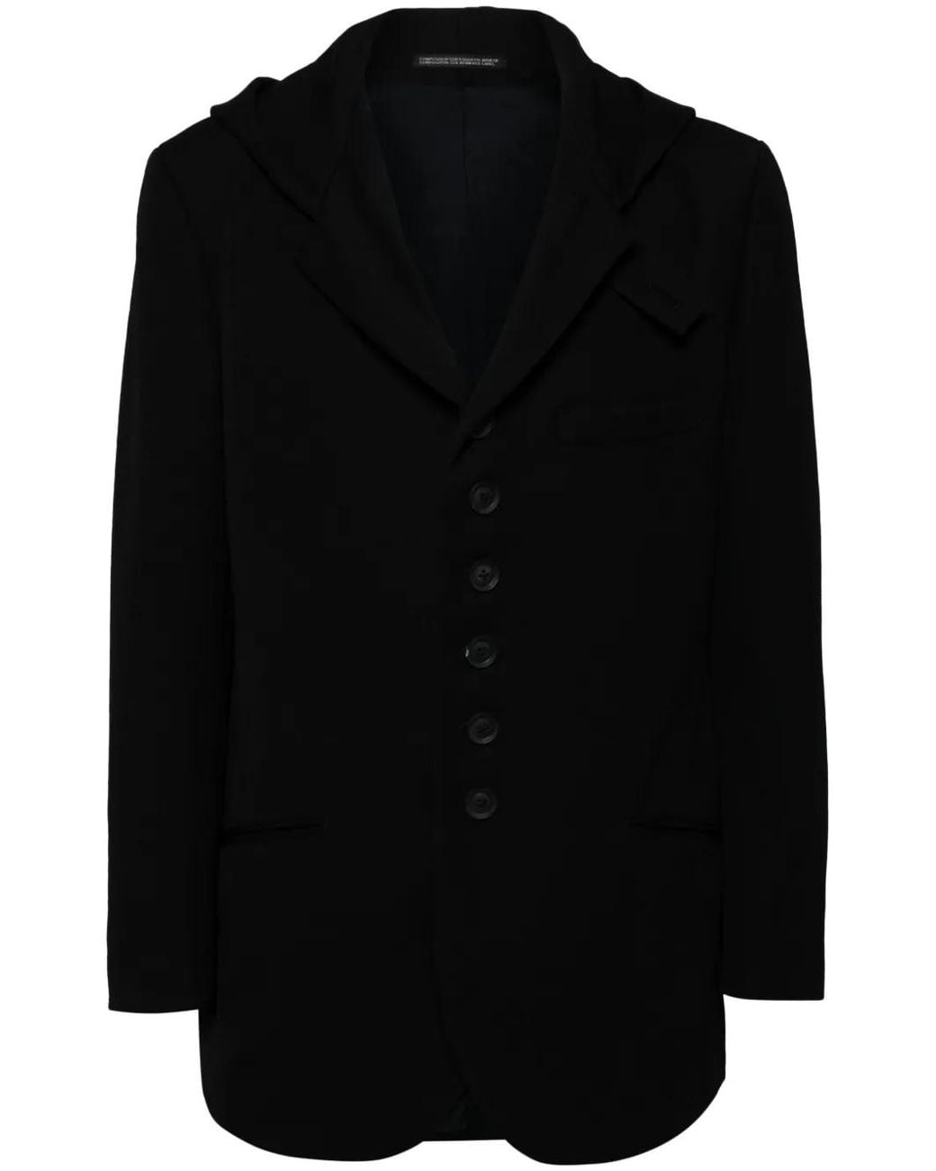 Yohji Yamamoto Black Hooded Wool Jacket for men