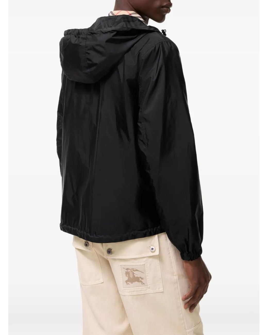 Burberry Black Reversible Check Newport Hooded Jacket for men