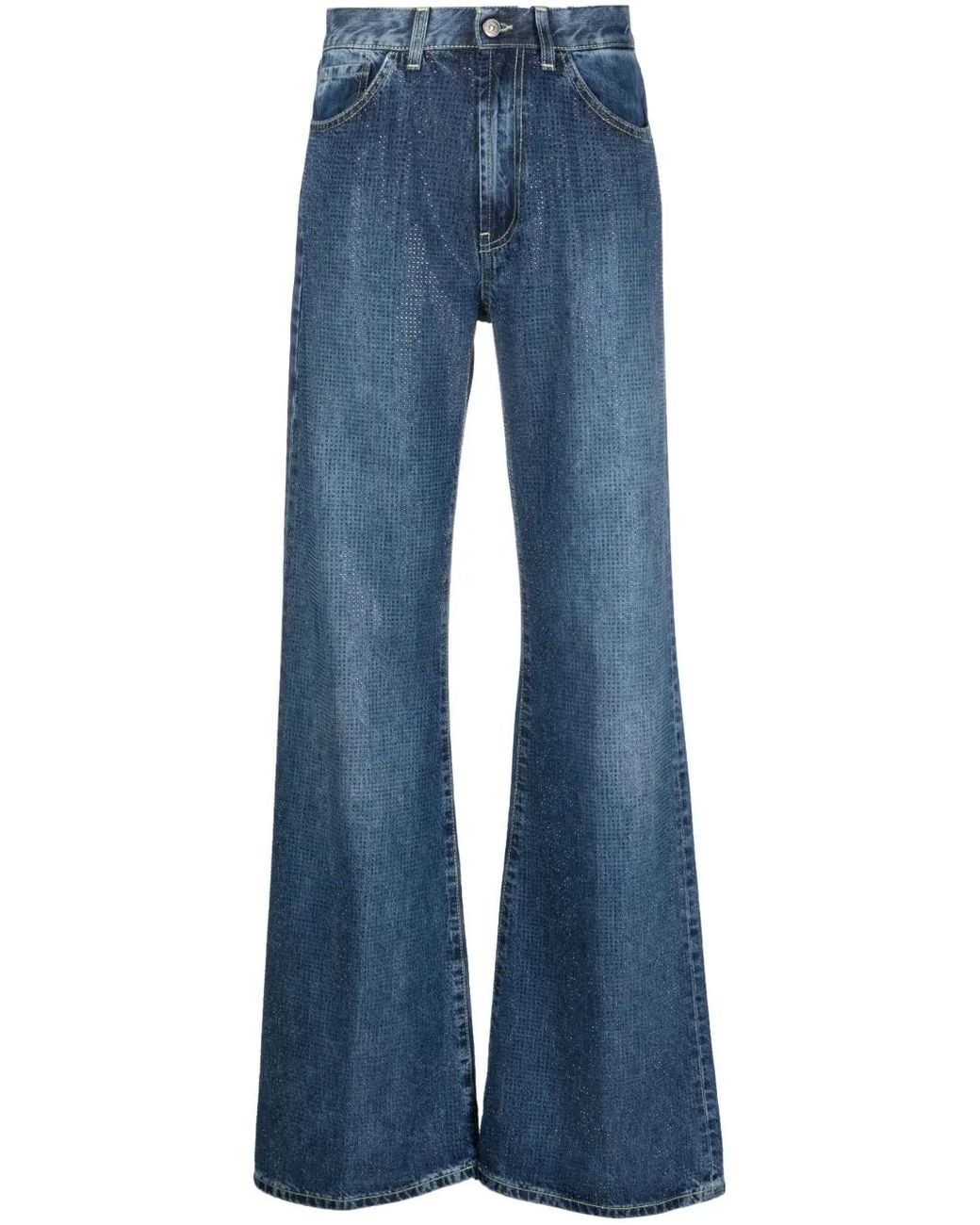 Dondup Blue Amber Low-Rise Wide-Leg Jeans
