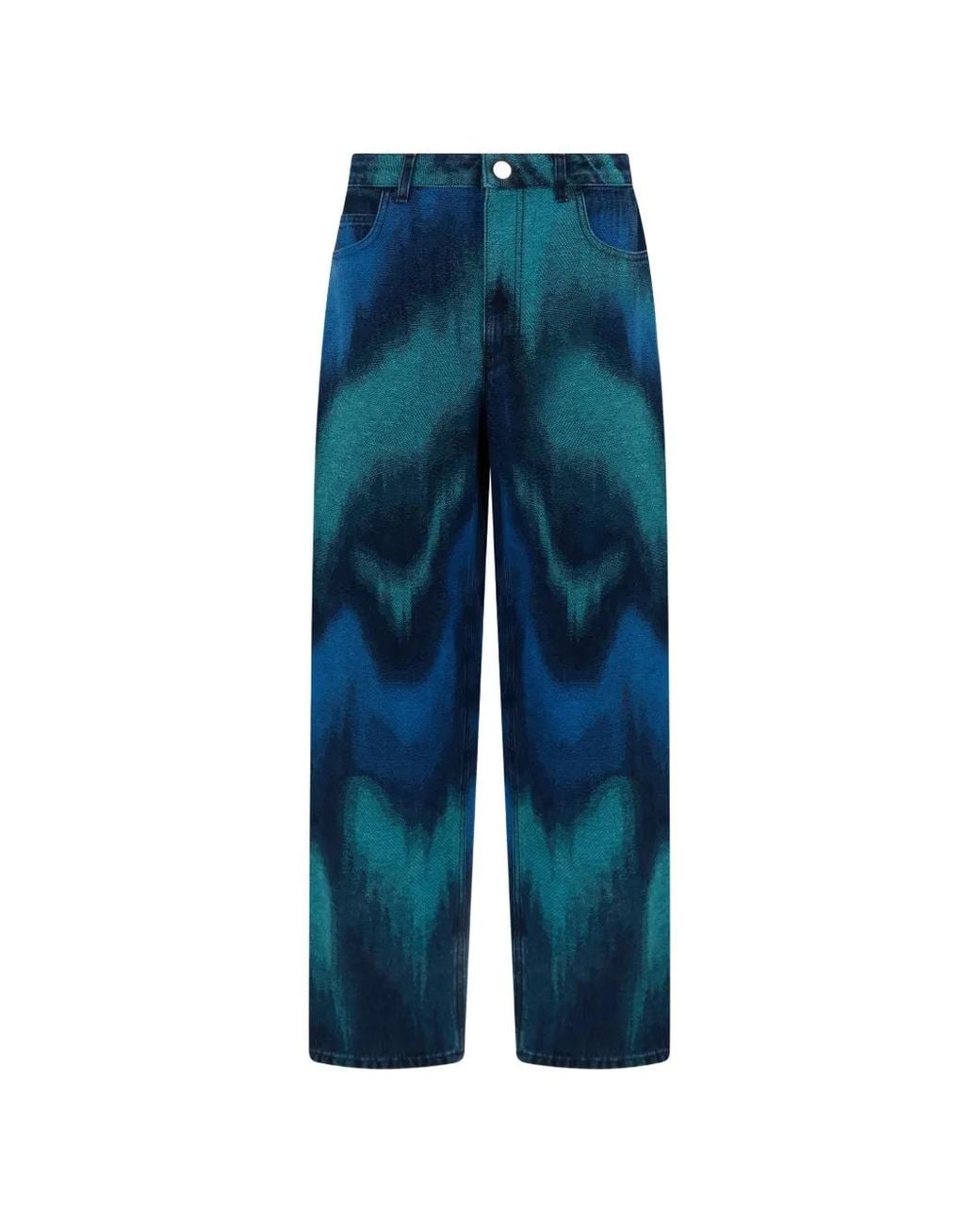 Alberta Ferretti Blue Wavy-Pattern Jeans
