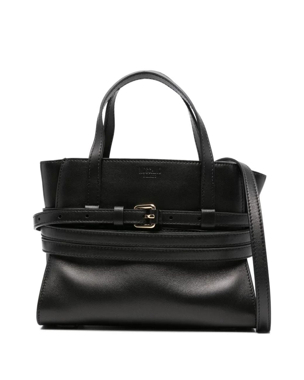 Moschino Black Tie Me Small Leather Handbag