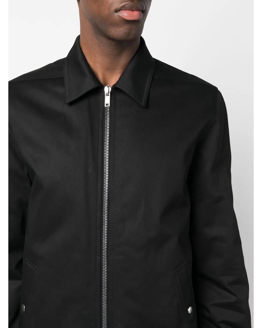 Rick Owens Black Bomber Jacket With Logo for men