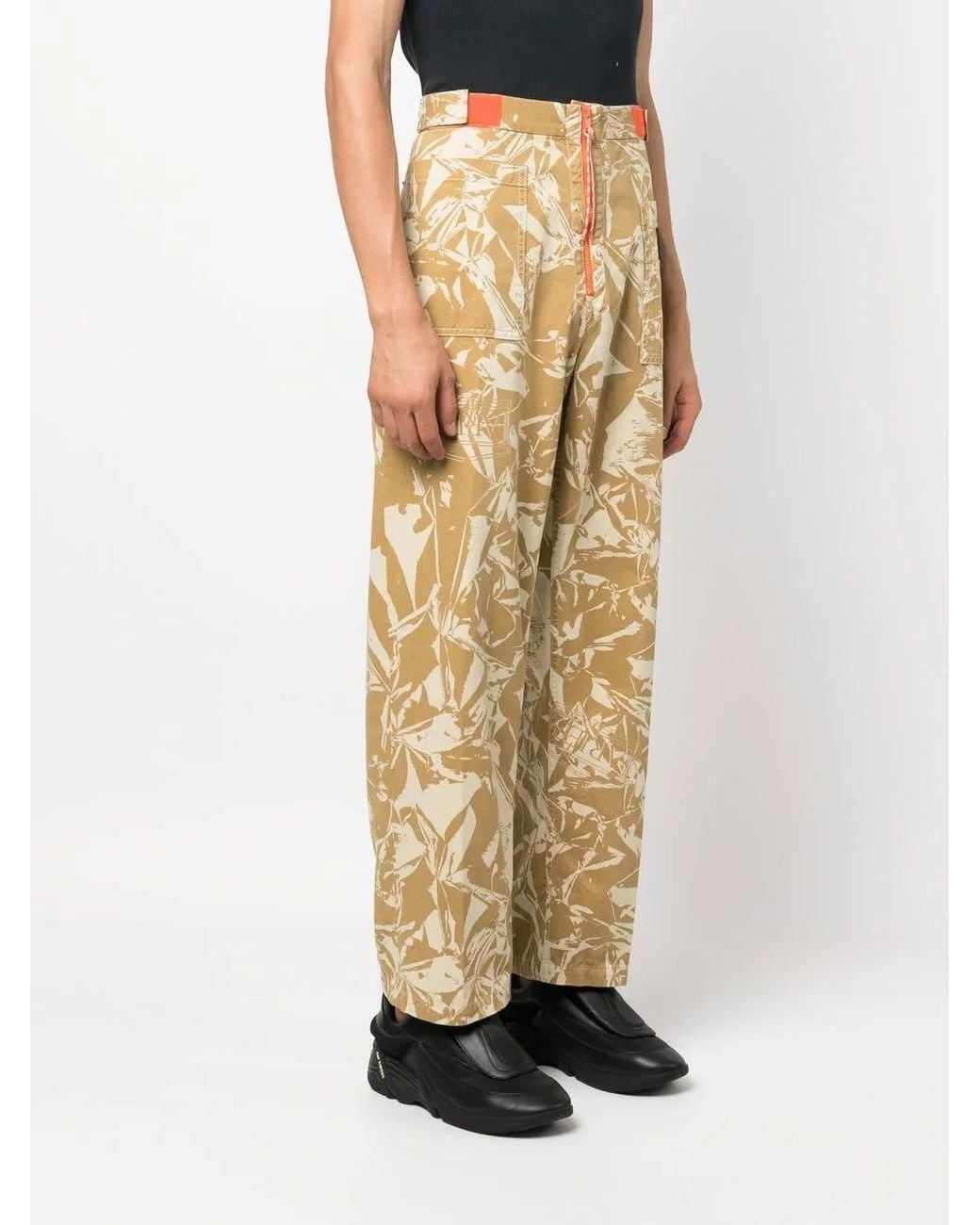 Aries Natural Graphic-Print Cotton Twill Trousers for men