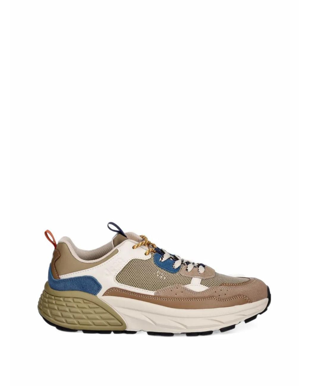 Jeep White Groove Washed Panelled Chunky-Sole Sneakers for men