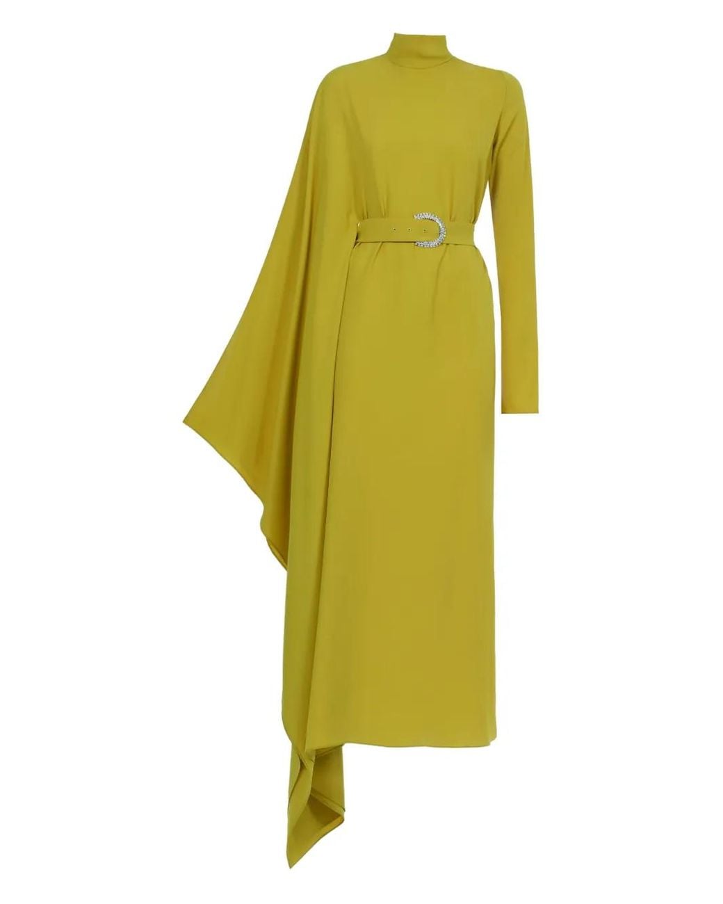 Taller Marmo Yellow Tanning Belted Kaftan Midi Dress