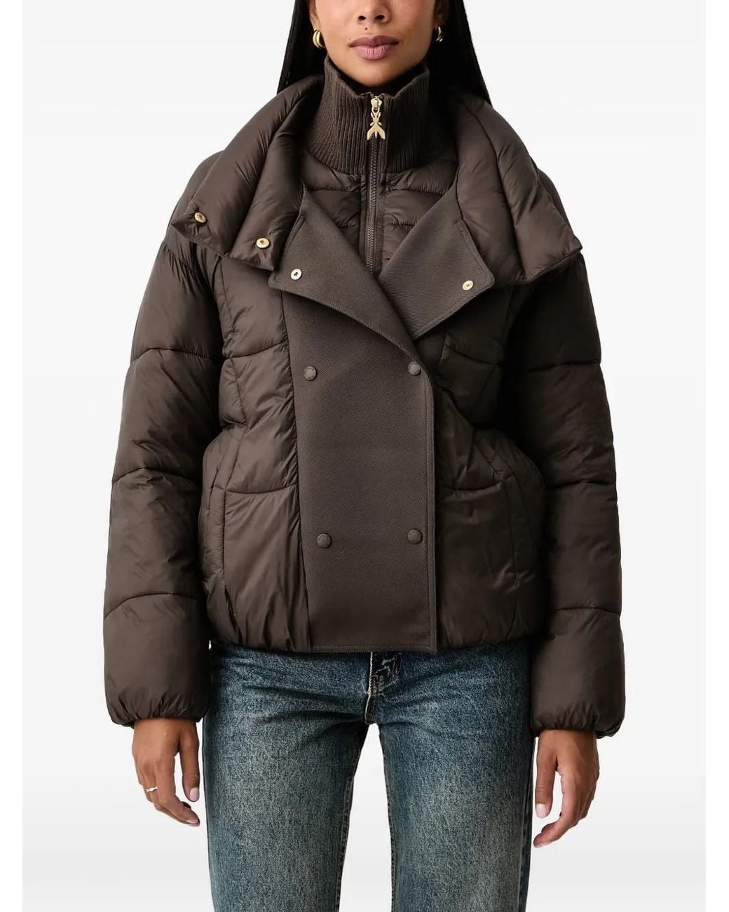 Patrizia Pepe Black Double-Breasted Puffer Jacket