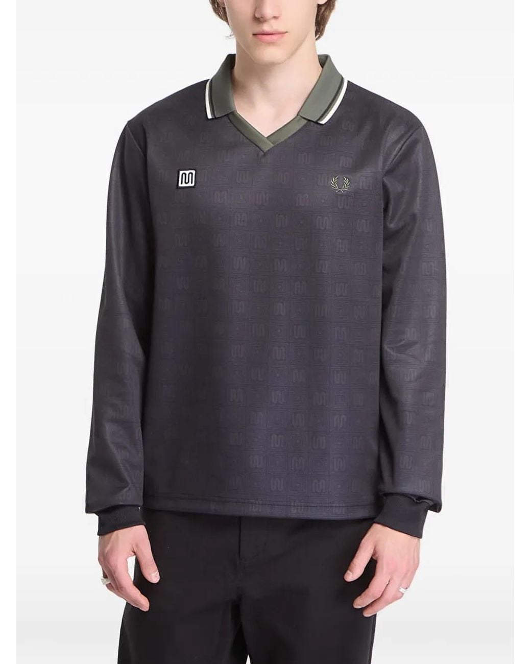 Fred Perry Gray Meyba V-Neck T-Shirt for men