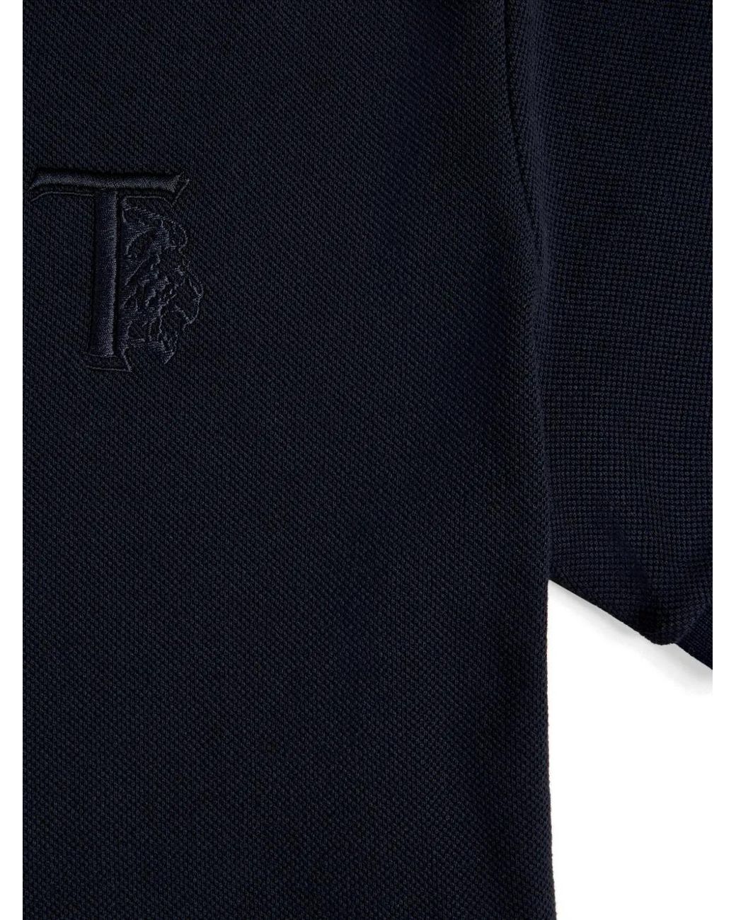 Tod's Blue Embroidered-Logo Polo Shirt for men