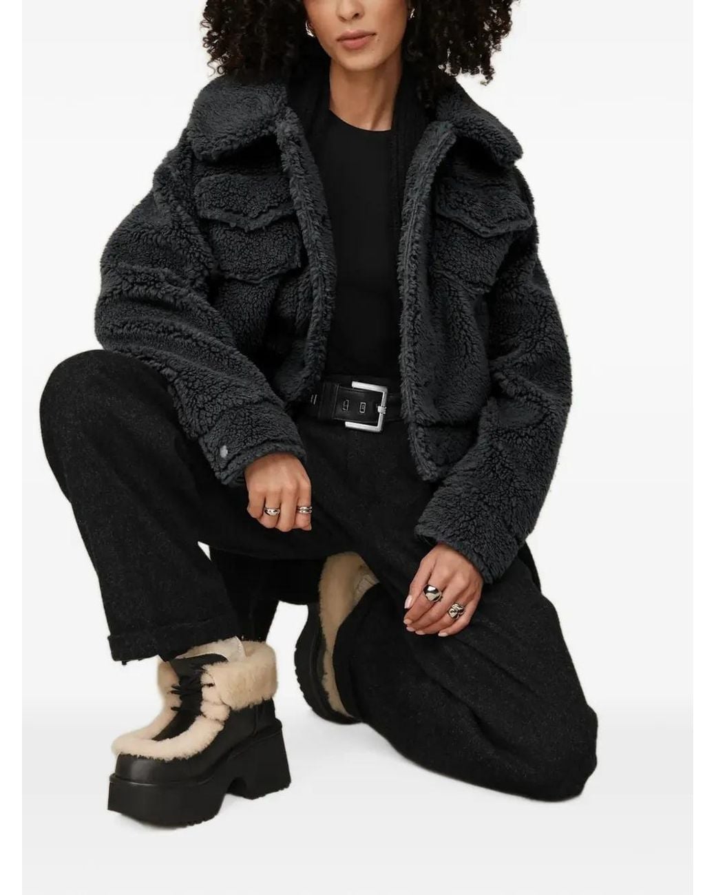 Ugg Black Frankie Faux-Shearling Trucker Jacket