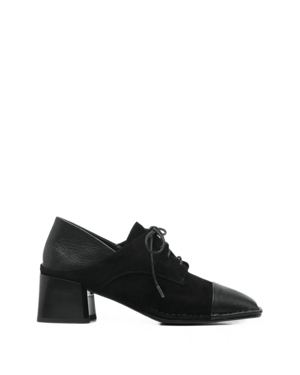 Linda Baumann Black Lace-Up Panelled Heeled Pumps