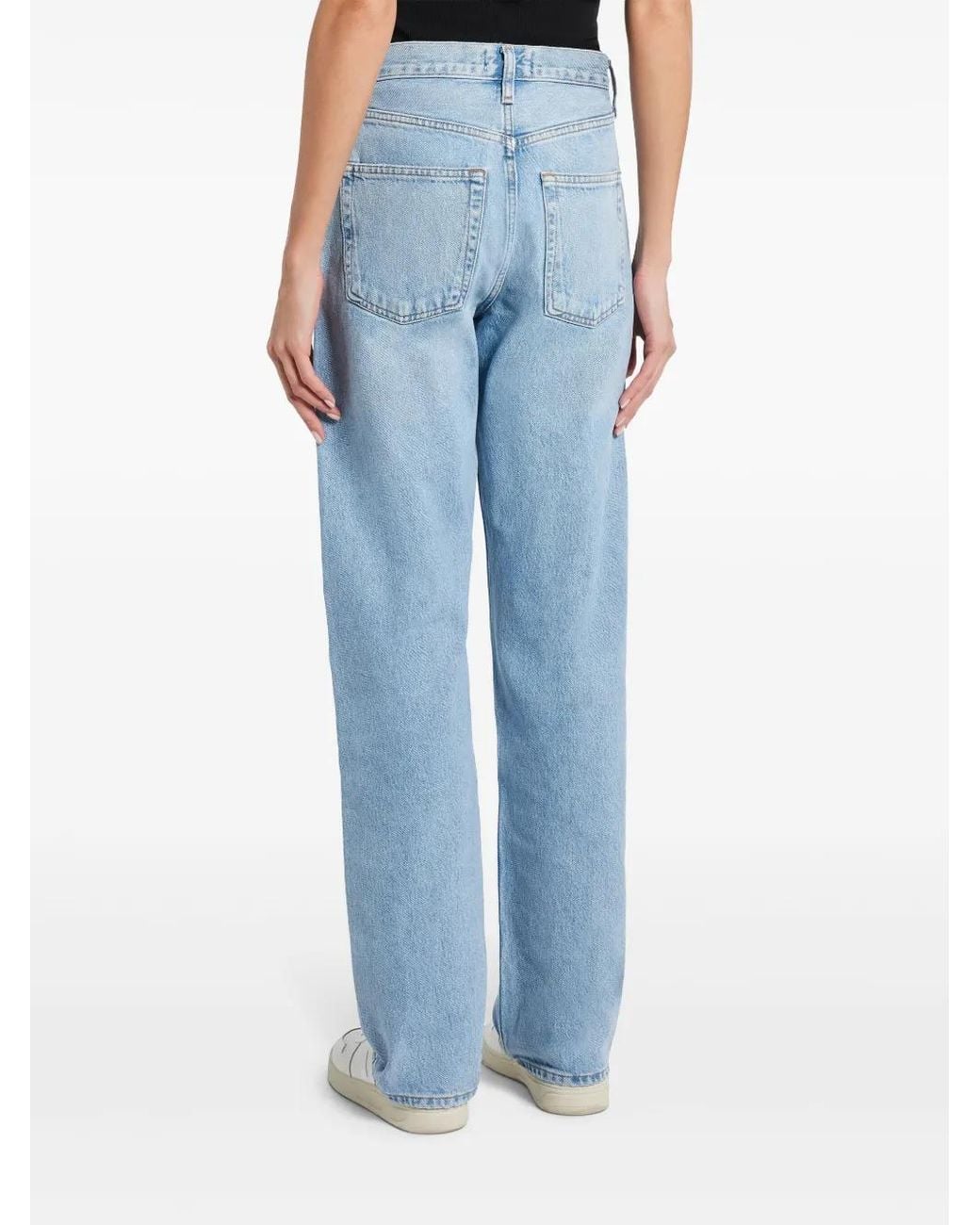 Agolde Blue High-Rise Straight-Leg Jeans