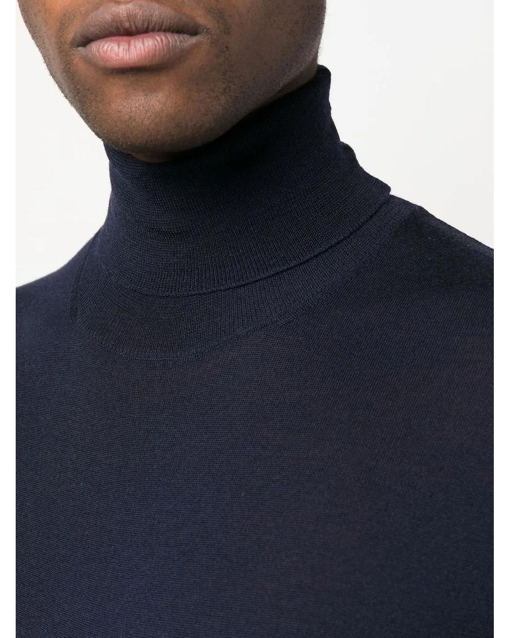 PT Torino Blue Roll Neck Knitted Jumper for men