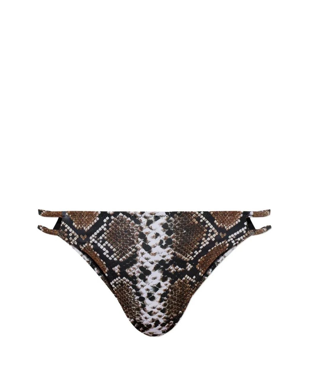 Moschino Black Snake-Print Cut-Out Bikini Bottoms